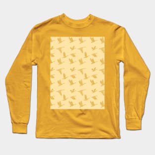 Flying Birds Pattern Golden Long Sleeve T-Shirt